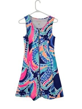 Lilly Pulitzer Sally Fit n' Flare Scuba Dress Multicolor S Front Zip Resortwear